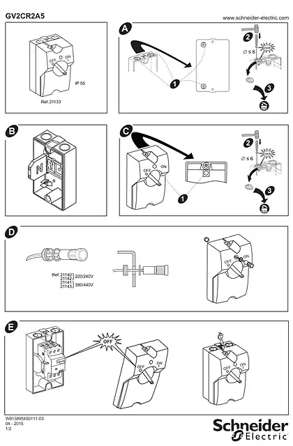 schneider施耐德GV2CR2A5 instruction sheet